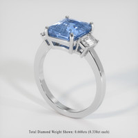4.06 Ct. Blue Sapphire Ring, 10K White Gold 2