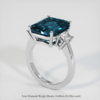 8.60 Ct. Greenish Blue Sapphire Ring, 14K White Gold 2