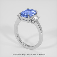 3.65 Ct. Blue Sapphire Ring, 14K White Gold 2
