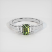 0.82 Ct. Yellowish Green Sapphire Ring, 14K White Gold 1