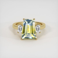 6.04 Ct. Bi Color Sapphire Ring, 18K Yellow Gold 1