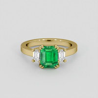 1.43 Ct. Emerald Ring, 18K Yellow Gold 1