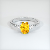 1.29 Ct. Yellowish Orange Sapphire Ring, 18K White Gold 1