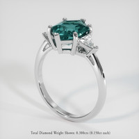 2.05 Ct. Bluish Green Sapphire Ring, Platinum 950 2