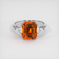 5.45 Ct. Orange Sapphire Ring, Platinum 950 1
