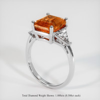 5.45 Ct. Orange Sapphire Ring, Platinum 950 2