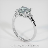 2.00 Ct. Greenish Blue Sapphire Ring, Platinum 950 2