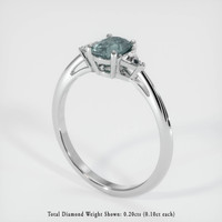0.63 Ct. Greyish Blue Sapphire Ring, Platinum 950 2