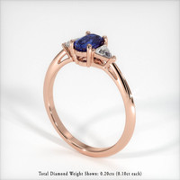 0.49 Ct. Blue Sapphire Ring, 14K Rose Gold 2