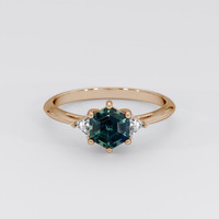 1.50 Ct. Bluish Green Sapphire Ring, 14K Rose Gold 1