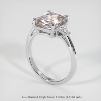 4.09 Ct. Peach Sapphire Ring, 14K White Gold 2