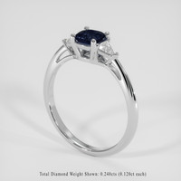 0.55 Ct. Blue Sapphire Ring, 14K White Gold 2