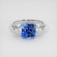 3.13 Ct. Blue Sapphire Ring, 14K White Gold 1