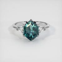 2.05 Ct. Bluish Green Sapphire Ring, 14K White Gold 1