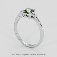 0.92 Ct. Green Sapphire Ring, 14K White Gold 2