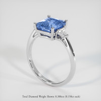 4.06 Ct. Blue Sapphire Ring, 18K White Gold 2