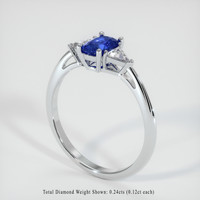 0.63 Ct. Sapphire Ring, 18K White Gold 2