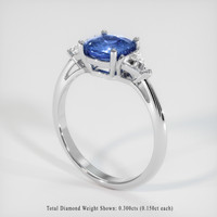 1.28 Ct. Blue Sapphire Ring, 18K White Gold 2