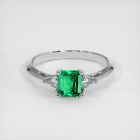 0.64 Ct. Emerald Ring, 18K White Gold 1