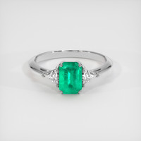 0.87 Ct. Emerald Ring, 18K White Gold 1