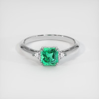 1.09 Ct. Emerald Ring, 18K White Gold 1