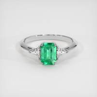 0.88 Ct. Emerald Ring, 18K White Gold 1