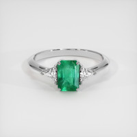 0.84 Ct. Emerald Ring, 18K White Gold 1