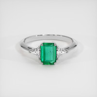 0.75 Ct. Emerald Ring, 18K White Gold 1