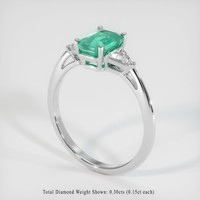 1.00 Ct. Emerald Ring, 18K White Gold 2