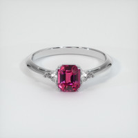 1.07 Ct. Reddish Pink Sapphire Ring, 18K White Gold 1