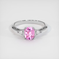 1.04 Ct. Pink Sapphire Ring, 18K White Gold 1