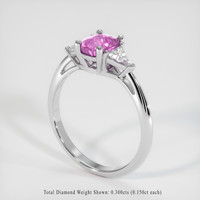 1.04 Ct. Pink Sapphire Ring, 18K White Gold 2