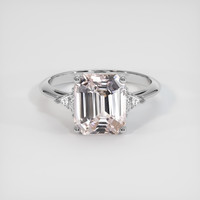 4.09 Ct. Peach Sapphire Ring, 18K White Gold 1