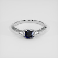 0.55 Ct. Blue Sapphire Ring, 18K White Gold 1