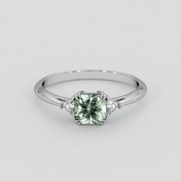 1.06 Ct. Green Sapphire Ring, 18K White Gold 1