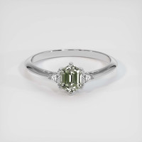 1.06 Ct. Green Sapphire Ring, 18K White Gold 1
