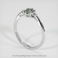 1.06 Ct. Green Sapphire Ring, 18K White Gold 2