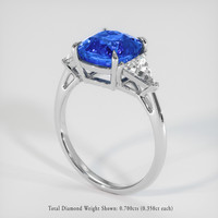 3.13 Ct. Blue Sapphire Ring, 18K White Gold 2