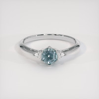 1.02 Ct. Greyish Blue Sapphire Ring, 18K White Gold 1