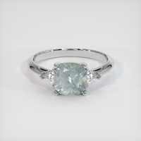 2.00 Ct. Greenish Blue Sapphire Ring, 18K White Gold 1