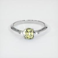 0.53 Ct. Greenish Yellow Sapphire Ring, 18K White Gold 1