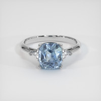 3.48 Ct. Greyish Blue Sapphire Ring, 18K White Gold 1