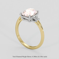 3.06 Ct. Peach Sapphire Ring, 14K White & Yellow 2
