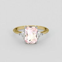 3.06 Ct. Peach Sapphire Ring, 18K White & Yellow 1