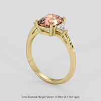 2.17 Ct. Peach Sapphire Ring, 10K Yellow Gold 2