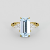 3.64 Ct. Blue Aquamarine Ring, 14K Yellow Gold 1