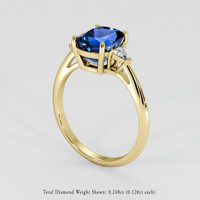 3.40 Ct. Blue Sapphire Ring, 14K Yellow Gold 2