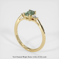 0.76 Ct. Bluish Green Sapphire Ring, 14K Yellow Gold 2