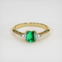 0.64 Ct. Emerald Ring, 18K Yellow Gold 1