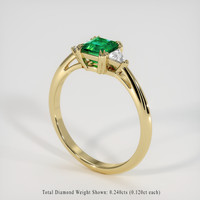 0.64 Ct. Emerald Ring, 18K Yellow Gold 2